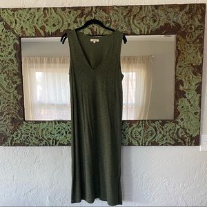 Madewell green cotton v-neck midi dress
